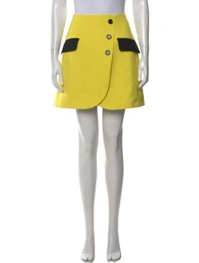 Pre-owned Dolce & Gabbana Virgin Wool Mini Skirt W/ Tags In Yellow