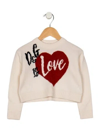 Pre-owned Dolce & Gabbana Babies' Virgin Wool Neutral And Multicolor Patterned Sweater