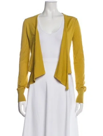 Pre-owned Dolce & Gabbana Virgin Wool Open Front Sweater In Yellow