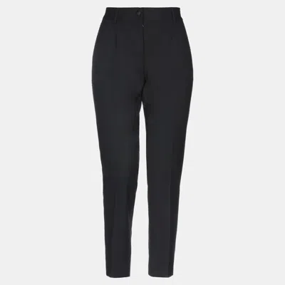 Pre-owned Dolce & Gabbana Virgin Wool Pants 46 In Black