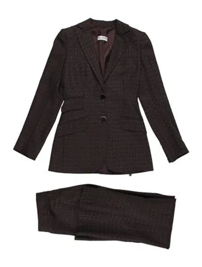 Pre-owned Dolce & Gabbana Virgin Wool Patterned Pantsuit In Brown