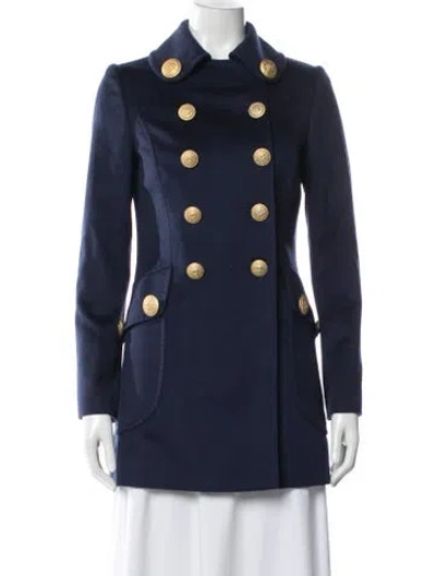 Pre-owned Dolce & Gabbana Virgin Wool Peacoat In Blue