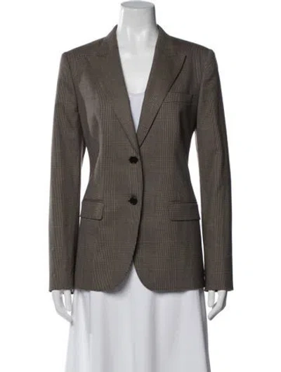 Pre-owned Dolce & Gabbana Virgin Wool Plaid Print Blazer In Brown