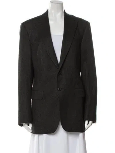 Pre-owned Dolce & Gabbana Virgin Wool Plaid Print Blazer In Gray