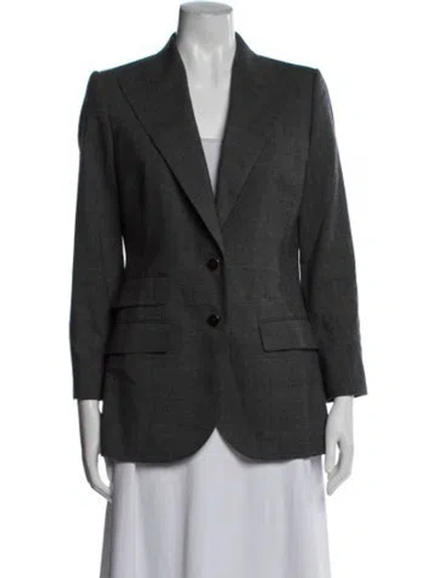 Pre-owned Dolce & Gabbana Virgin Wool Plaid Print Blazer In Gray