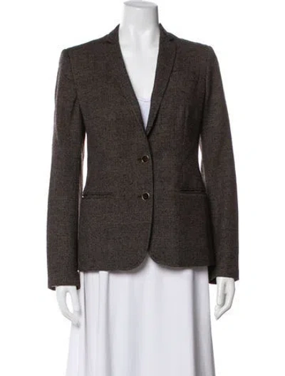 Pre-owned Dolce & Gabbana Virgin Wool Plaid Print Blazer In Grey
