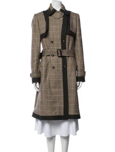 Pre-owned Dolce & Gabbana Virgin Wool Plaid Print Coat In Brown/neutrals