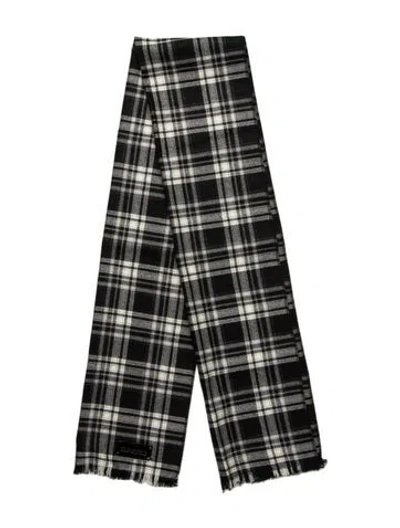 Pre-owned Dolce & Gabbana Virgin Wool Plaid Print Scarf In Black