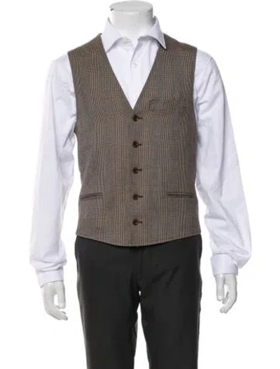 Pre-owned Dolce & Gabbana Virgin Wool Plaid Print Suit Vest
