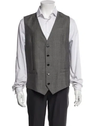 Pre-owned Dolce & Gabbana Virgin Wool Plaid Print Suit Vest In Grey