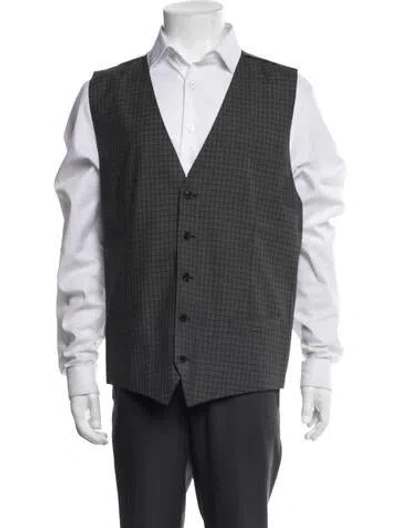 Pre-owned Dolce & Gabbana Virgin Wool Plaid Print Suit Vest In Grey