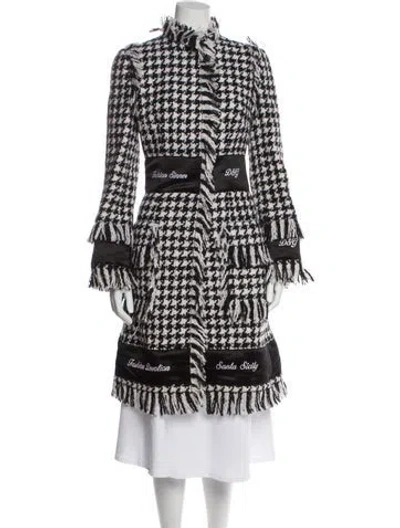 Pre-owned Dolce & Gabbana Virgin Wool Plaid Print Trench Coat W/ Tags In White