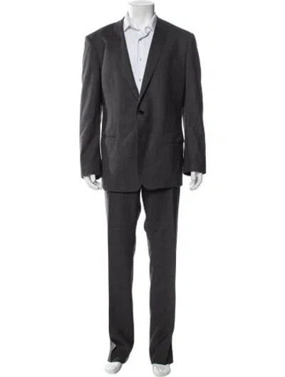 Pre-owned Dolce & Gabbana Virgin Wool Plaid Print Two-piece Suit In Gray