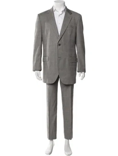 Pre-owned Dolce & Gabbana Virgin Wool Plaid Print Two-piece Suit In Gray