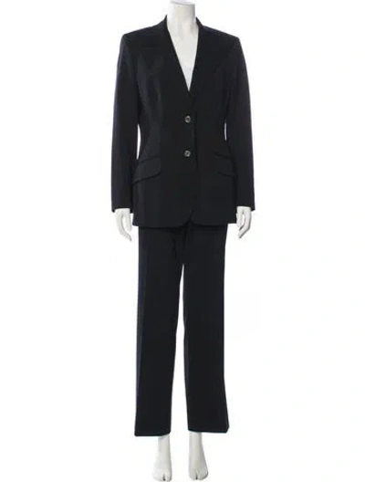 Pre-owned Dolce & Gabbana Virgin Wool Pleated Accents Pantsuit In Black