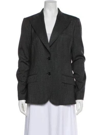 Pre-owned Dolce & Gabbana Virgin Wool Polka Dot Print Blazer In Gray