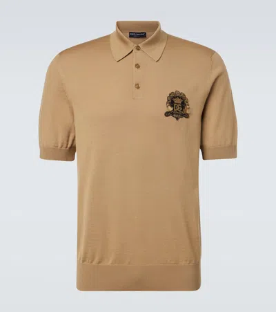 Dolce & Gabbana Virgin Wool Polo Shirt In Brown