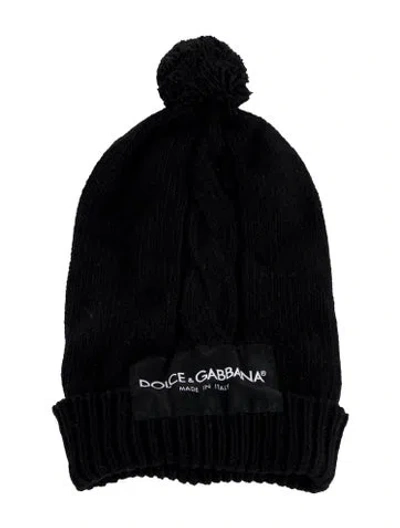 Pre-owned Dolce & Gabbana Virgin Wool Pom Beanie In Black