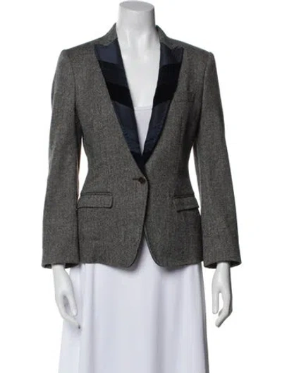 Pre-owned Dolce & Gabbana Virgin Wool Printed Blazer In Gray