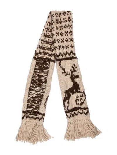Pre-owned Dolce & Gabbana Virgin Wool Printed Scarf In Neutrals