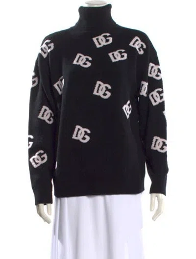 Pre-owned Dolce & Gabbana Virgin Wool Printed Sweater In Black