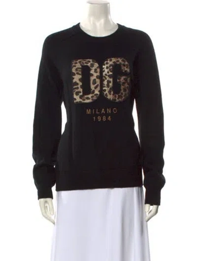 Pre-owned Dolce & Gabbana Virgin Wool Printed Sweater In Black