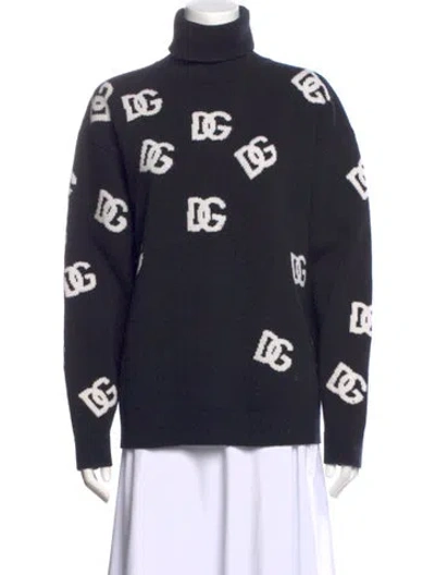 Pre-owned Dolce & Gabbana Virgin Wool Printed Sweater In Blue