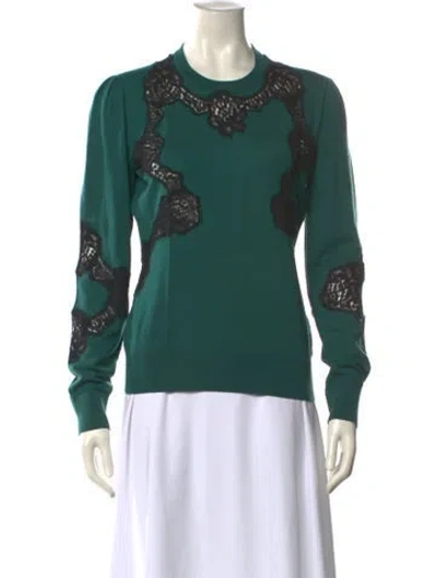 Pre-owned Dolce & Gabbana Virgin Wool Printed Sweater In Green
