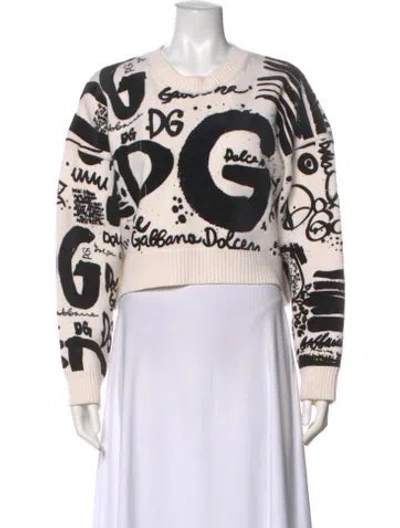 Pre-owned Dolce & Gabbana Virgin Wool Printed Sweater In Neutral