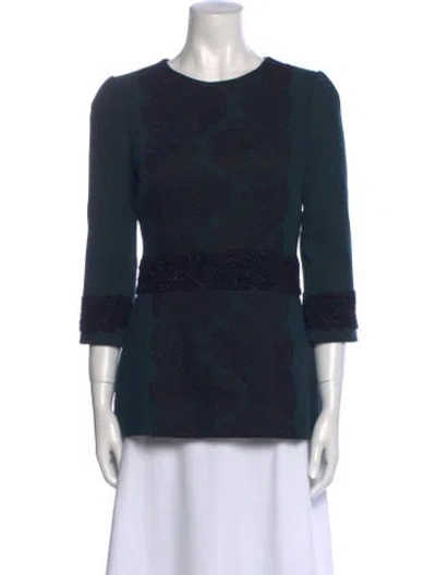 Pre-owned Dolce & Gabbana Virgin Wool Printed Top In Blue