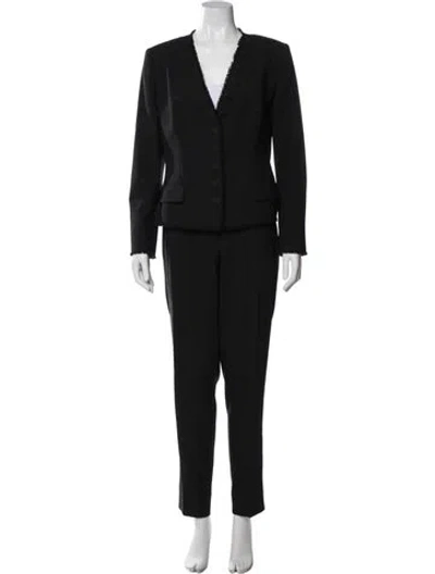 Pre-owned Dolce & Gabbana Virgin Wool Raw-edge Trim Pantsuit In Black