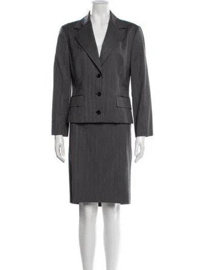 Pre-owned Dolce & Gabbana Virgin Wool Raw-edge Trim Skirt Suit In Black