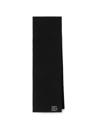 Dolce & Gabbana Virgin Wool Scarf With Logo In Black