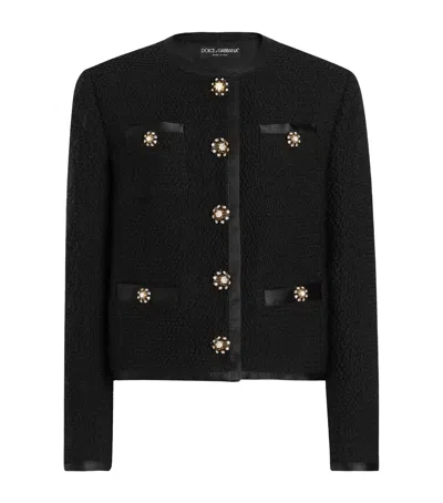 DOLCE & GABBANA VIRGIN WOOL-SILK EMBELLISHED JACKET
