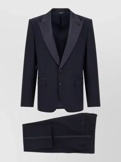 Dolce & Gabbana Virgin Wool Single Breasted Tuxedo Suit In Blue