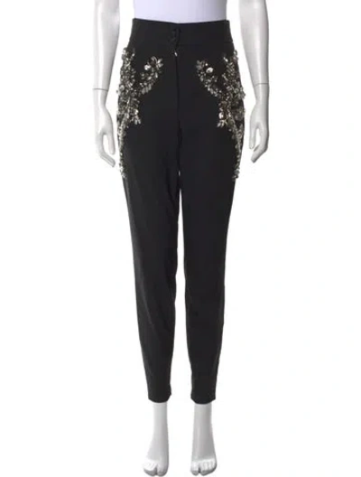 Pre-owned Dolce & Gabbana Virgin Wool Skinny Leg Pants In Black/blue