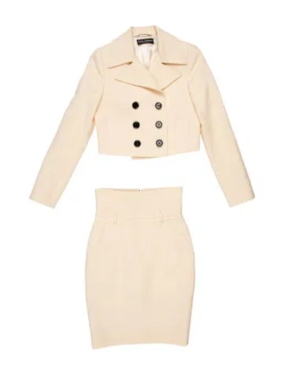 Pre-owned Dolce & Gabbana Virgin Wool Skirt Set In Neutral