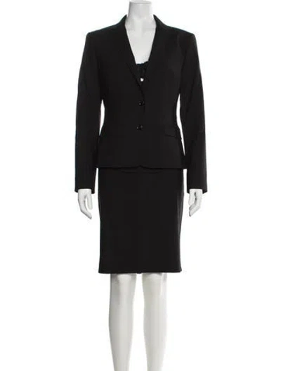 Pre-owned Dolce & Gabbana Virgin Wool Skirt Suit In Black