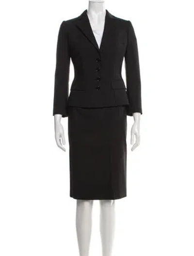 Pre-owned Dolce & Gabbana Virgin Wool Skirt Suit In Black