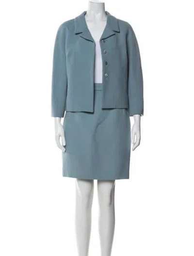 Pre-owned Dolce & Gabbana Virgin Wool Skirt Suit In Blue