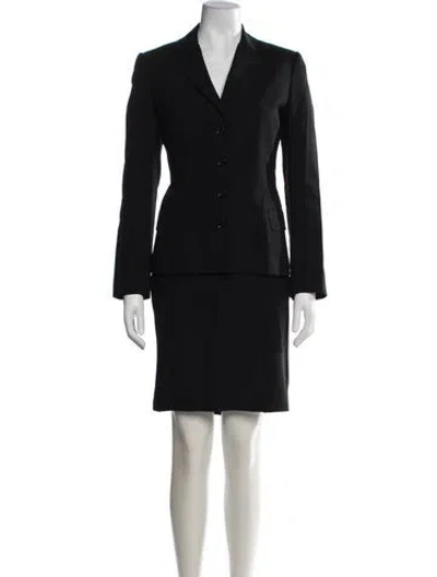 Pre-owned Dolce & Gabbana Virgin Wool Skirt Suit In Grey