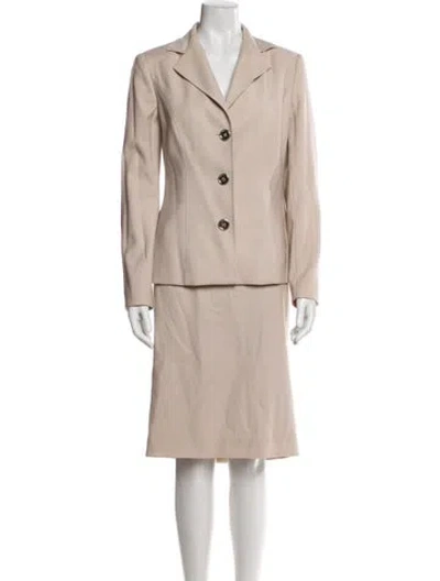 Pre-owned Dolce & Gabbana Virgin Wool Skirt Suit In Neutral