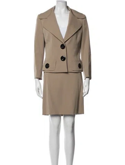 Pre-owned Dolce & Gabbana Virgin Wool Skirt Suit In Neutrals