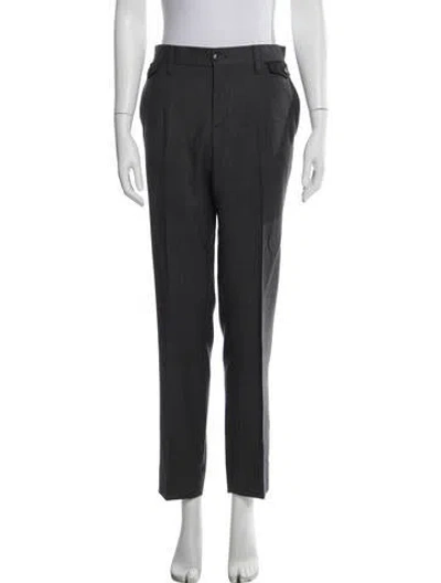 Pre-owned Dolce & Gabbana Virgin Wool Straight Leg Pants In Black