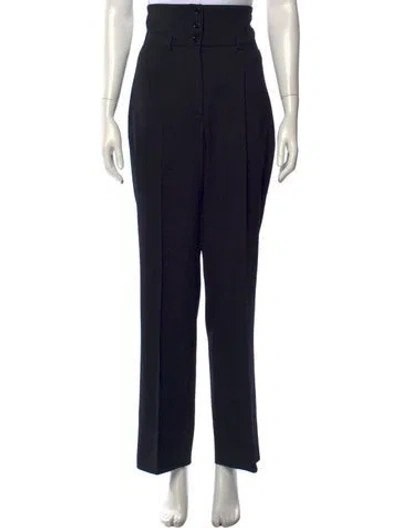 Pre-owned Dolce & Gabbana Virgin Wool Straight Leg Pants In Black