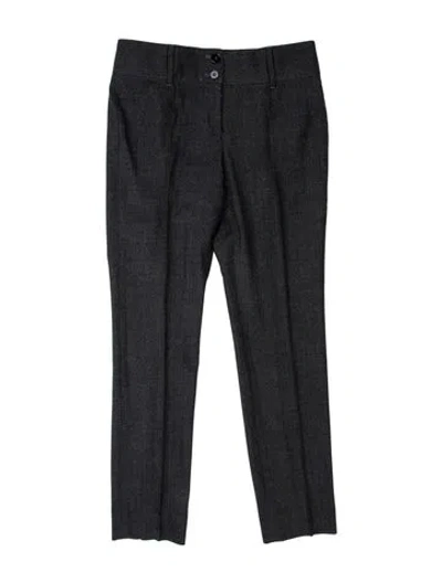 Pre-owned Dolce & Gabbana Virgin Wool Straight Leg Pants In Blue