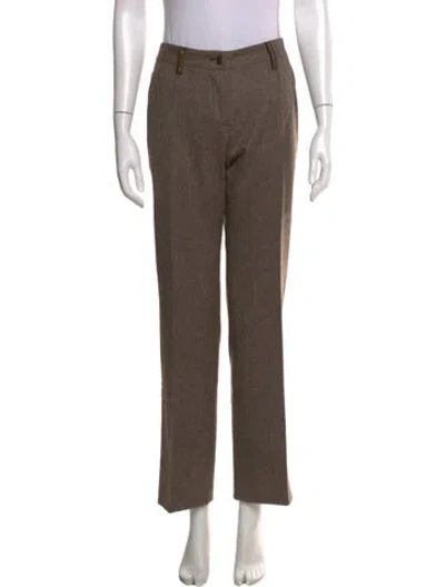 Pre-owned Dolce & Gabbana Virgin Wool Straight Leg Pants In Brown