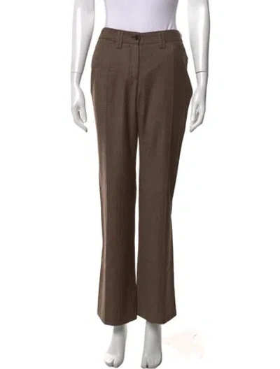 Pre-owned Dolce & Gabbana Virgin Wool Straight Leg Pants In Brown