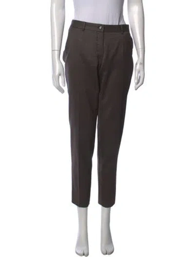 Pre-owned Dolce & Gabbana Virgin Wool Straight Leg Pants In Brown