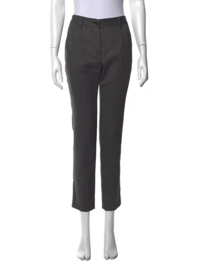 Pre-owned Dolce & Gabbana Virgin Wool Straight Leg Pants In Grey/purple